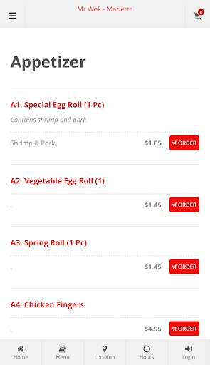 Mr Wok Marietta Online Order Screen 2