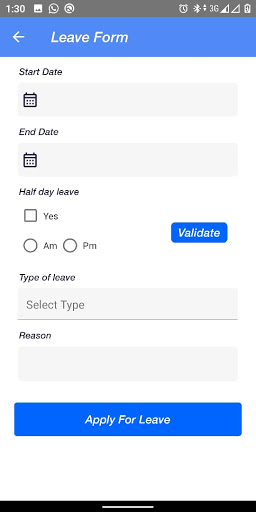 Android application Employee life cycle management screenshort