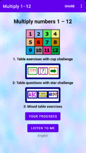 Android application Multiply 1-12 screenshort