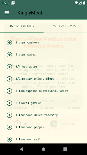 KinglyMeal recipes Screen 3