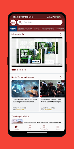 Android application Infowisata Online screenshort