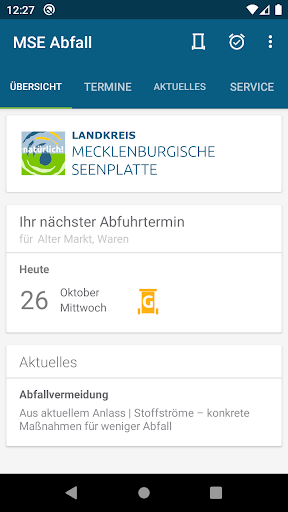 Android application MSE Abfall screenshort