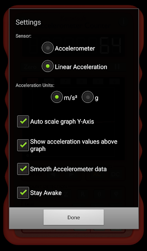 Screenshot of Accelerometer Counter