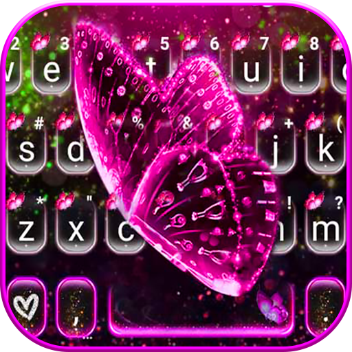 Glitter Pink Butterfly Keyboar  Icon