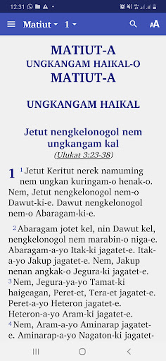 Android application Alkitab Damal screenshort