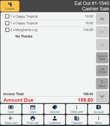 Aura CounterPOS Screen 2