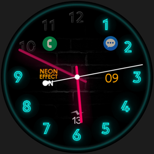 Neon analog watch face logo
