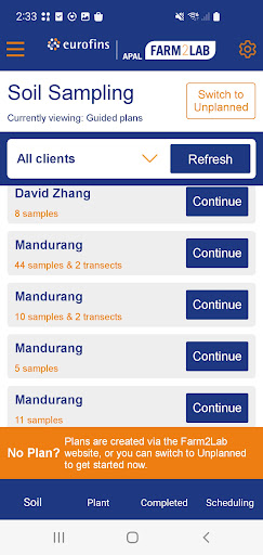 Android application Eurofins APAL Farm2Lab screenshort
