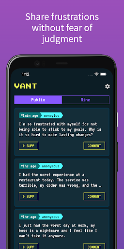 Android application VANT - Safe space for venting screenshort