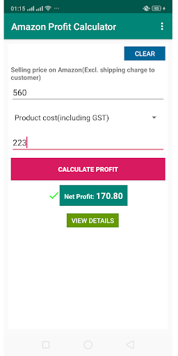 Amazon Profit Calculator(IND) Screen 2