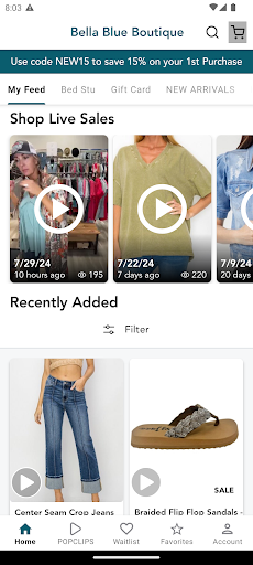 Android application Bella Blue Boutique screenshort