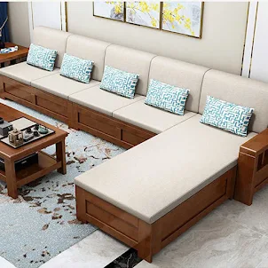 Conjunto de sofá de madeira