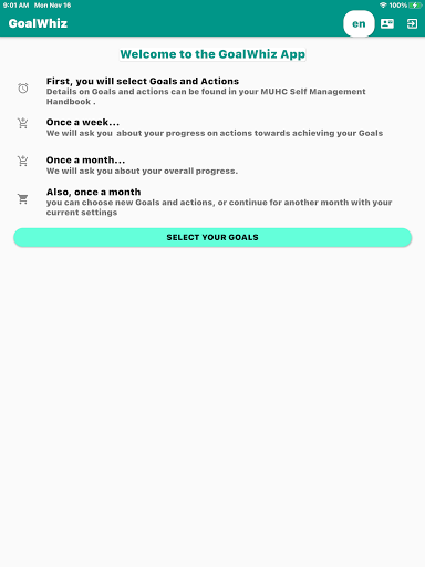 Android application GoalWhiz screenshort