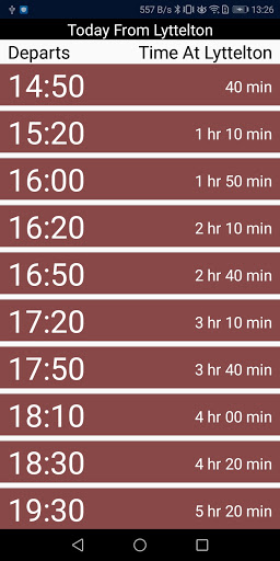 Ferry Times (Legacy) Screen 3