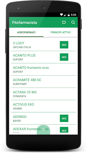 Android application Fitofarmacista screenshort