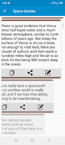 Space Quotes App Screen 2