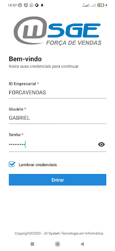 Android application WSGE Força de Vendas screenshort