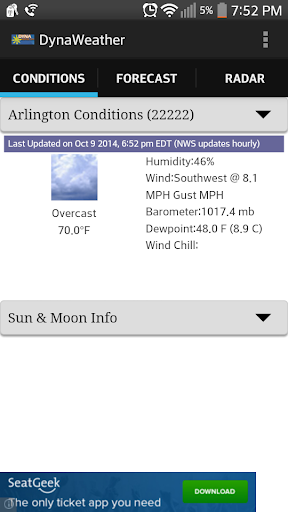 Android application DynaWeather screenshort