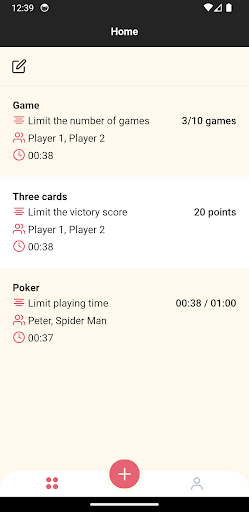 Android application Score points screenshort