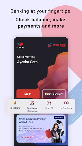Android application Vyom - Union Bank of India screenshort
