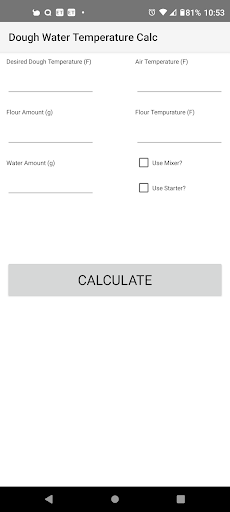 Dough Water Temperature Calc Screen 2