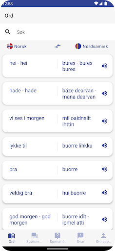 Android application Bli kjent med samisk screenshort