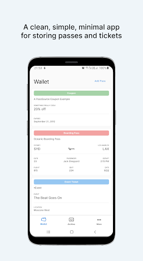 Android application Wallet - Passbook Passes on An screenshort