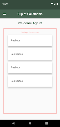 Android application Cup of Calisthenic screenshort