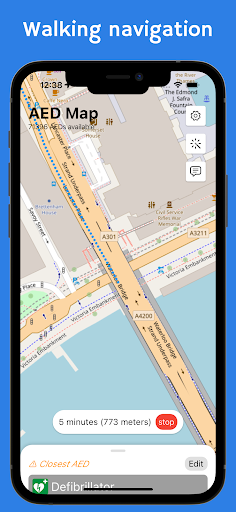 AED map - defibrillators Screen 3