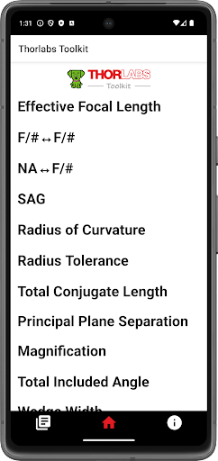 Android application Thorlabs Toolkit screenshort