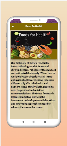 Android application Foods for health screenshort