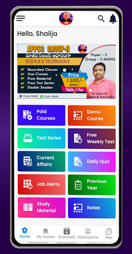 Android application SRI SAI ACADEMY screenshort