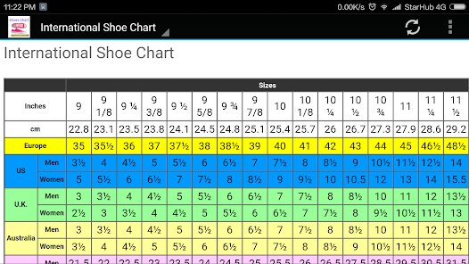 Adult And Kids Shoe Size Chart - Apps On Google Play