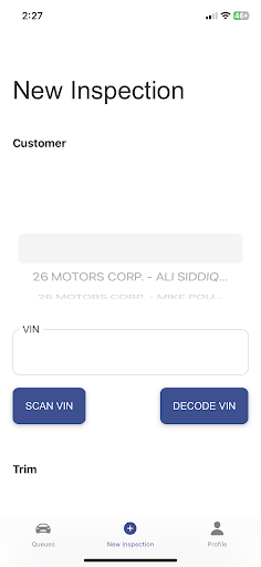 Upstream Inspections Screen 2
