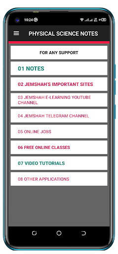 Android application PHYSICAL SCIENCE NOTES screenshort