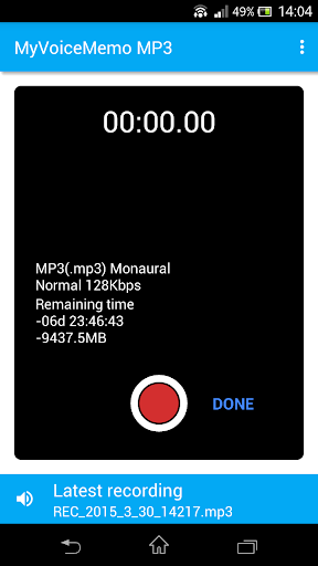 Android application MyVoiceMemo MP3 Recorder screenshort