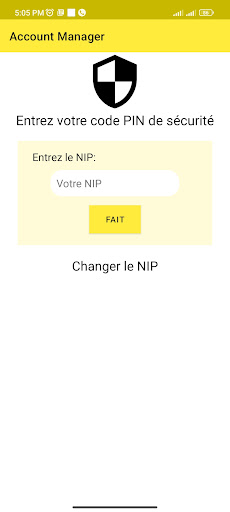 Android application Gestionnaire de Compte screenshort