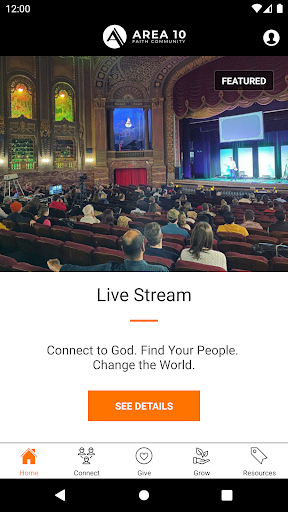 Android application Area 10 Faith Community App screenshort
