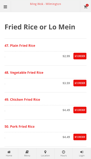 Ming Wok Wilmington Ordering Screen 3