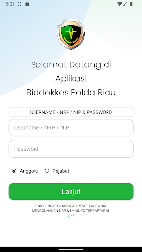 Android application Biddokkes Polda Riau screenshort