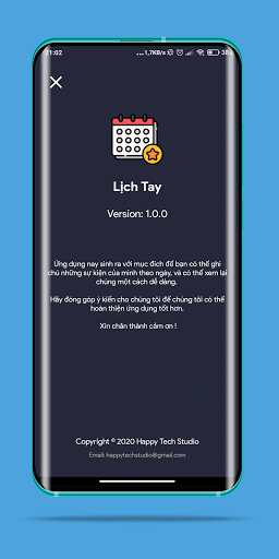 Android application Lịch tay screenshort