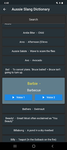 Android application Aussie slang quiz-pro screenshort