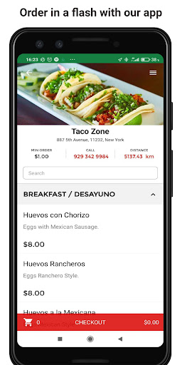 Android application Taco Zone screenshort