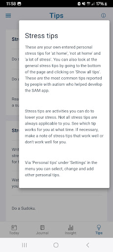 Stress Autism Mate (SAM) Screen 2