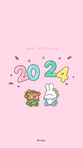 Android application 카카오톡 테마 - 바니_모카와 새해맞이 핑크 screenshort