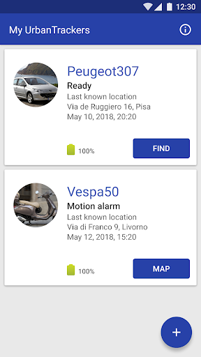 Android application UrbanTracker screenshort