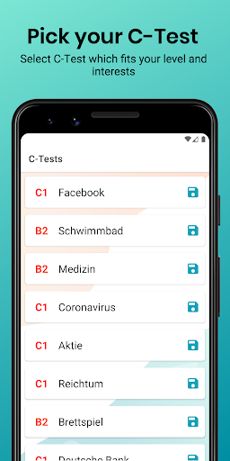 Android application C-Tester | Studienkolleg Test screenshort