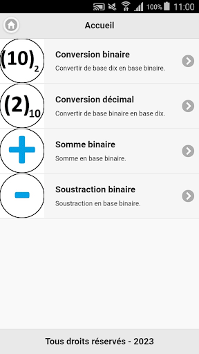 Android application Nombre Décimal vers Binaire screenshort