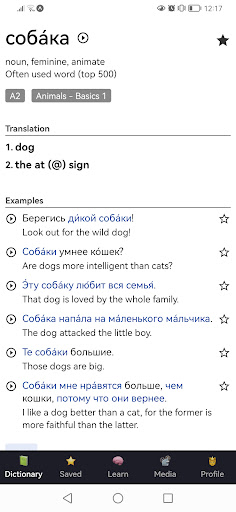 OpenRussian Russian Dictionary Screen 2