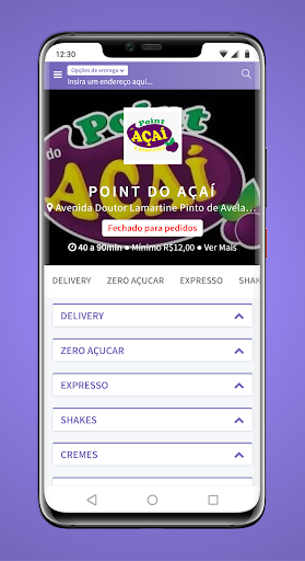 Android application Point do Açai catalao screenshort